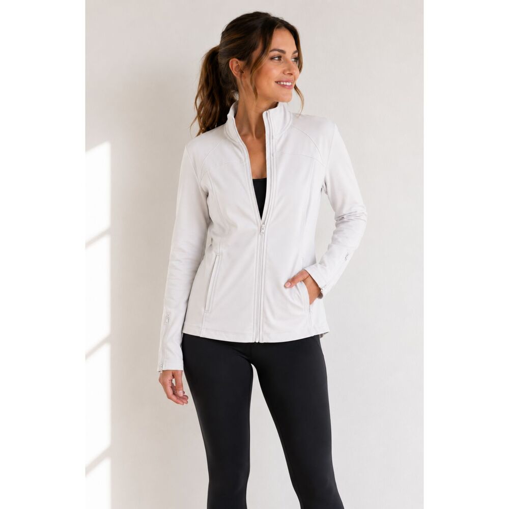 Mondetta White Full Zip Athletic Jacket Women's XL Performance Activewear